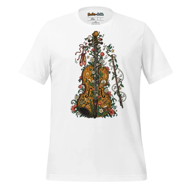 Lyrical Strings T Shirt Melodic Doodle Design
