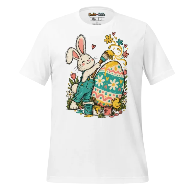 Easter Bunny T Shirt with Festive Egg Doodle