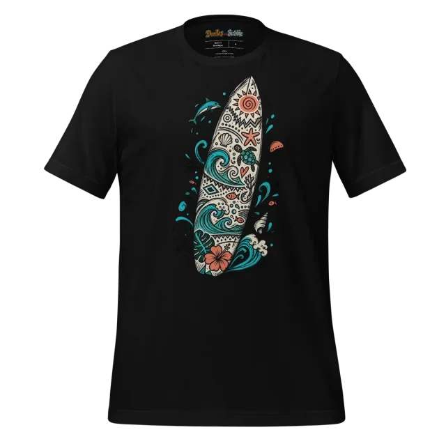 Surfboard Doodle T Shirt with Intricate Summer Artwork alternate view