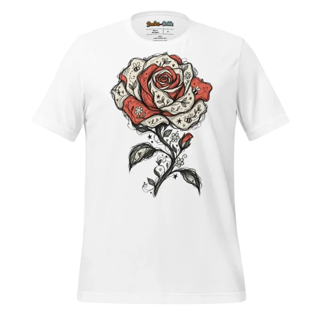 Rose Doodle T Shirt Enchanted Floral Scribble