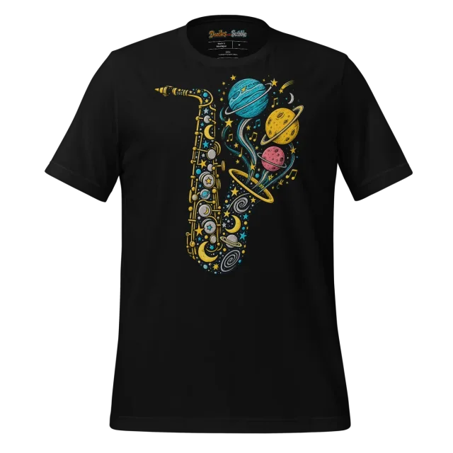 Celestial Music T Shirt with Cosmic Melody Doodle alternate view