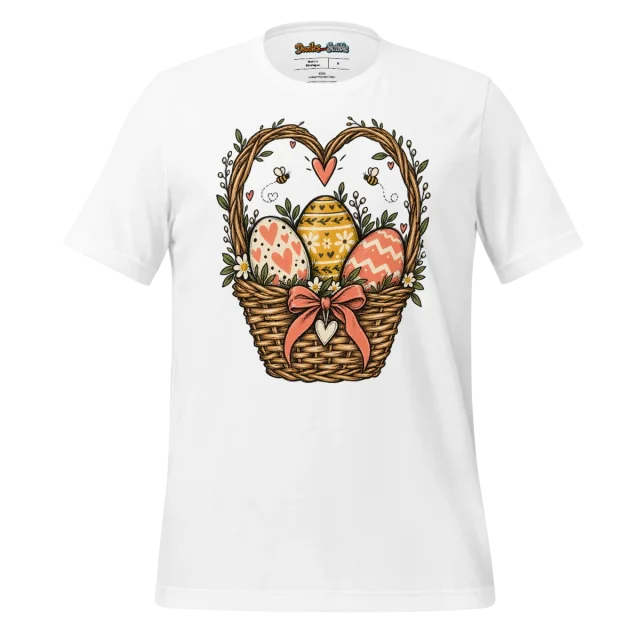 Heart Easter Basket T Shirt with Woven Wonders Doodle