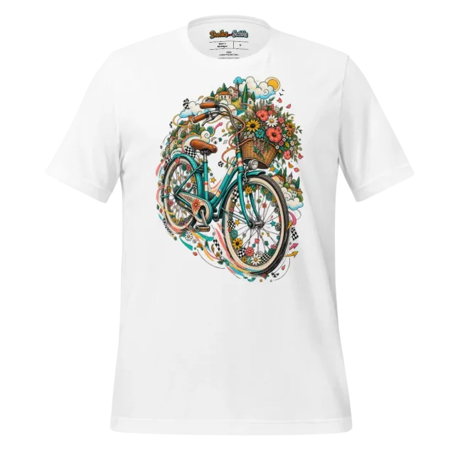 Bicycle Doodle T Shirt with Vibrant Illustrated Art