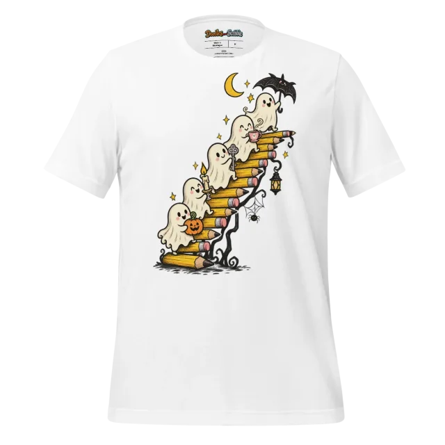 Ghoulish Halloween Doodle T Shirt Whimsical Gathering