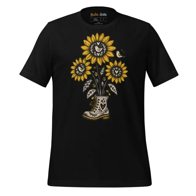 Sunflower Field T Shirt with Folklore Doodles alternate view