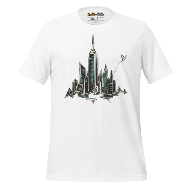 Skyline Silhouette T Shirt with Linear Architectural Doodle
