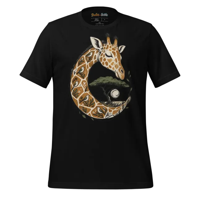 Giraffe Zen Circle T Shirt Serene Safari Art alternate view