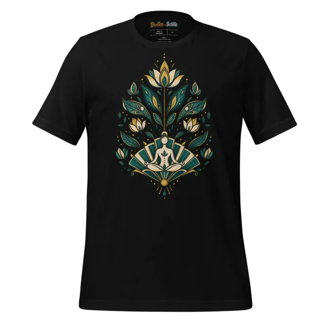 Art Deco Plant T Shirt with Symmetrical Meditation Doodle alternate view