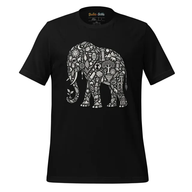 Zentangle Elephant T Shirt Ancient Wisdom Artwork alternate view