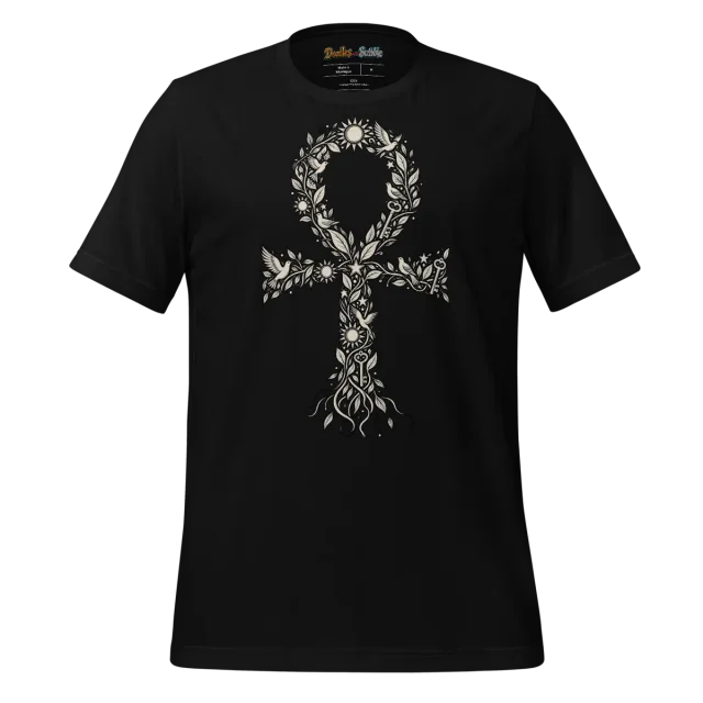 Monochrome Ankh T Shirt Soulful Scribbles Design alternate view