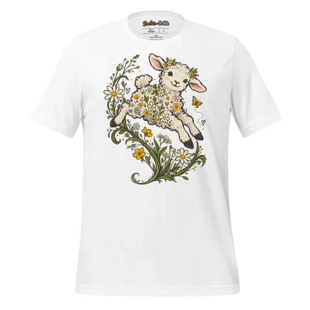 Wildflower Lamb T Shirt Whimsical Meadow Doodle