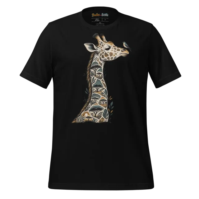 Intricate Giraffe T Shirt with Graceful Pattern Art alternate view