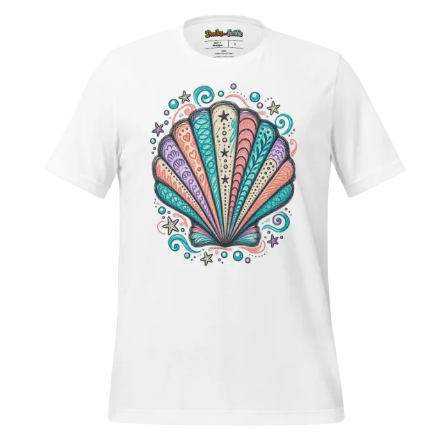 Seashell Doodle T Shirt with Colourful Summer Artwork