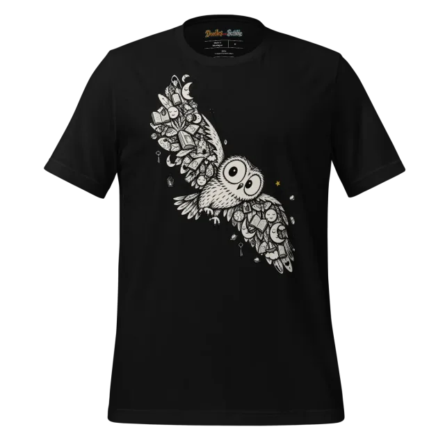 Zentangle Owl T Shirt Mystical Feathers alternate view