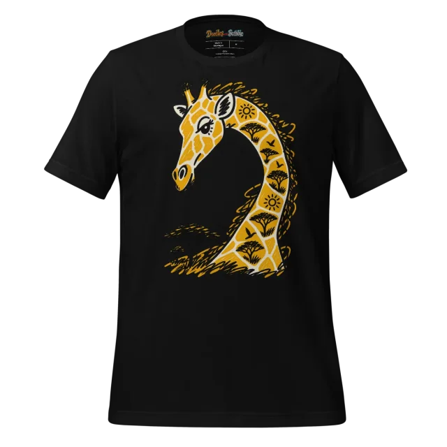 Giraffe Doodle T Shirt with Gentle Giant Gaze Artwork alternate view