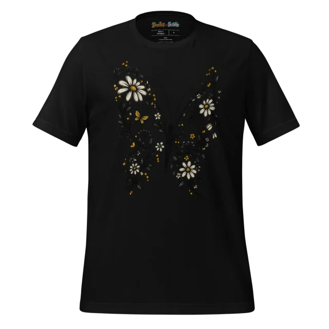 Butterfly Floral T Shirt with Whimsical Nature Doodle alternate view