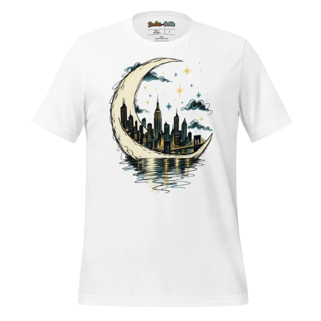 Midnight Cityscape T Shirt with Scribble Silhouette