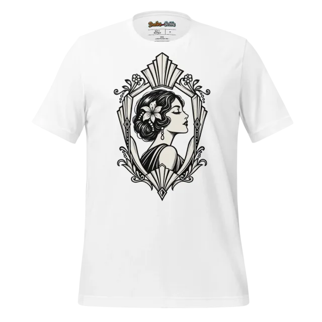Noir Art Deco Crest T Shirt with Vintage Elegance