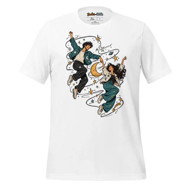 Celestial Dance T Shirt with Cosmic Doodle Art
