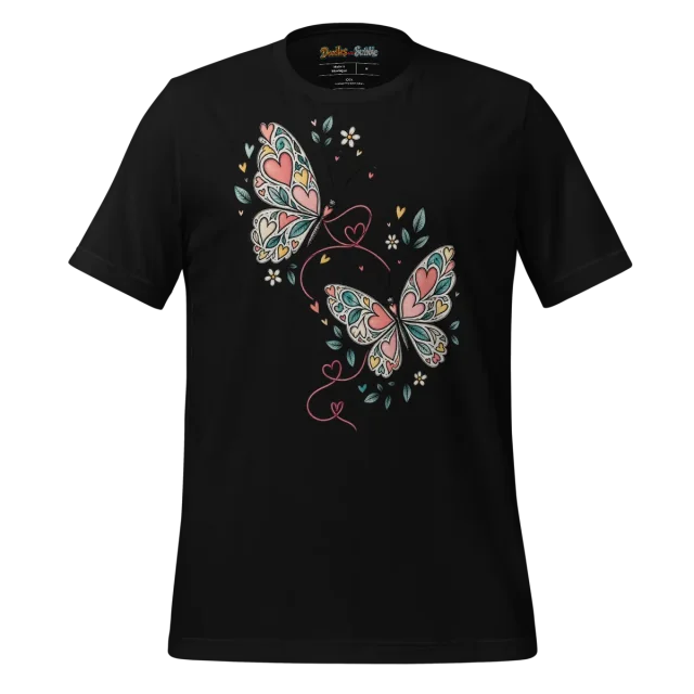 Butterfly Doodle T Shirt with Playful Heart Whispers alternate view