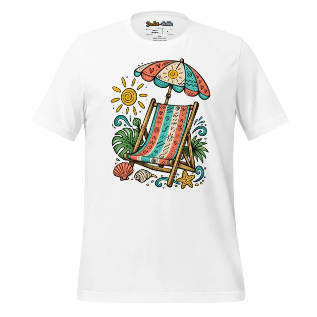 Beach Chair Doodle T Shirt with Relaxing Summer Artwork