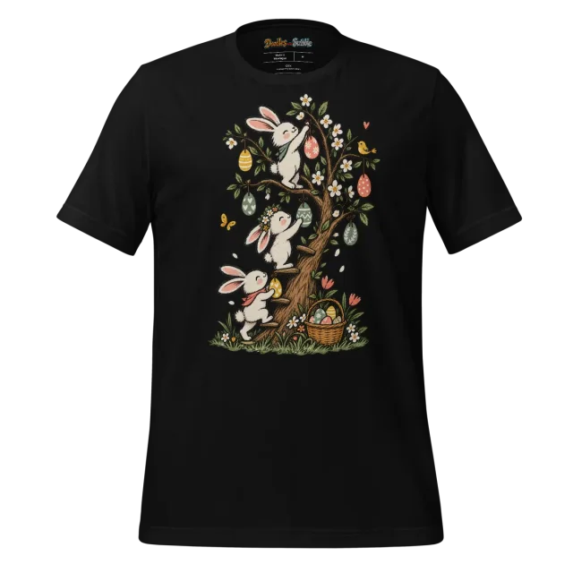 Easter Bunny Egg Tree T Shirt with Celebration Doodle Art alternate view
