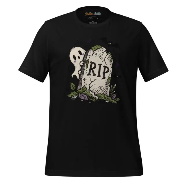 RIP Tombstone T Shirt with Halloween Doodle alternate view