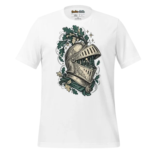 Knight Helmet T Shirt with Noble Doodle Design