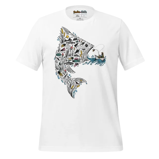 Calm Waters Angler T Shirt with Sketch Doodle