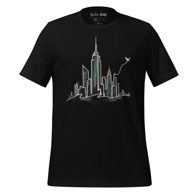 Skyline Silhouette T Shirt with Linear Architectural Doodle alternate view