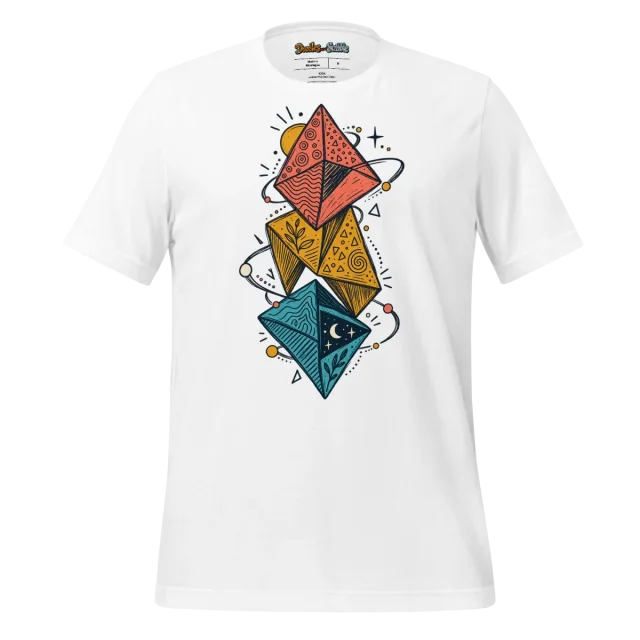 Geometric Harmony T Shirt with Doodle Design