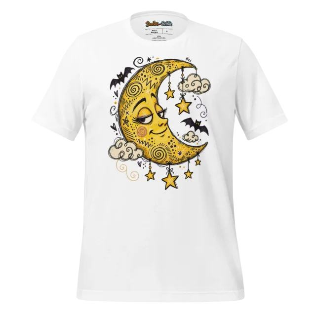 Crescent Moon T Shirt with Halloween Doodle