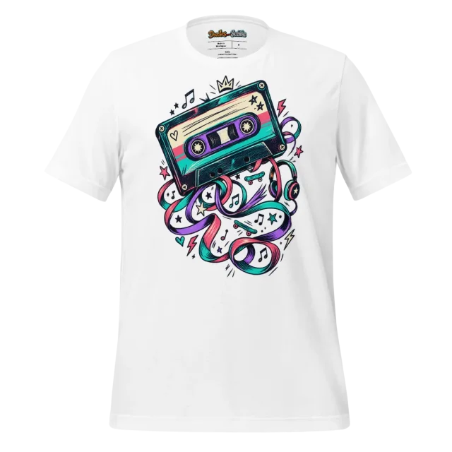 Neon Cassette T Shirt with Retro Groove Artwork