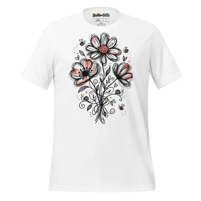 Floral Scribble T Shirt Whispers of Nature