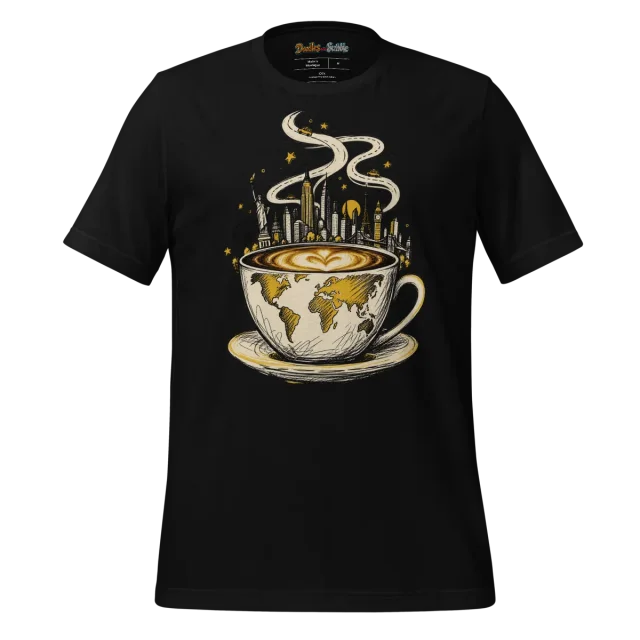 Cosmopolitan Skyline T Shirt with Artistic Doodle alternate view