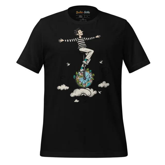 Unicycling Doodle T Shirt Balance Beam Art alternate view