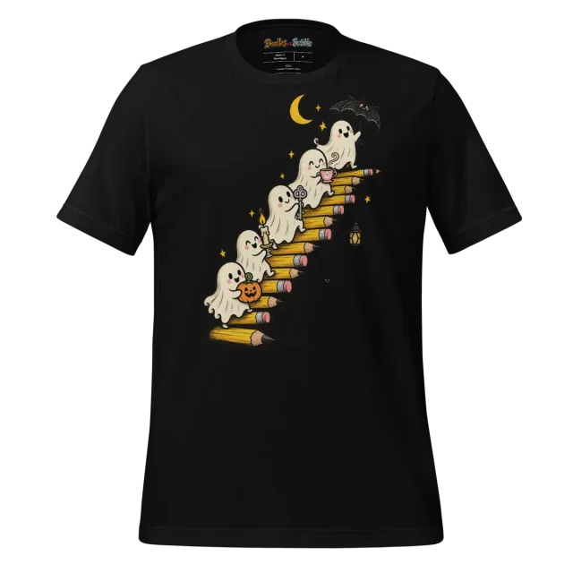 Ghoulish Halloween Doodle T Shirt Whimsical Gathering alternate view