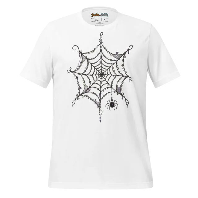 Spider Web T Shirt with Intricate Halloween Doodle