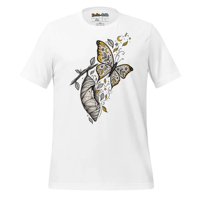 Butterfly Doodle T Shirt Metamorphosis Motif