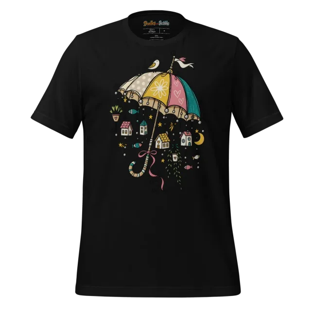 Eclectic Doodle T Shirt with Whimsical Extravaganza Art alternate view