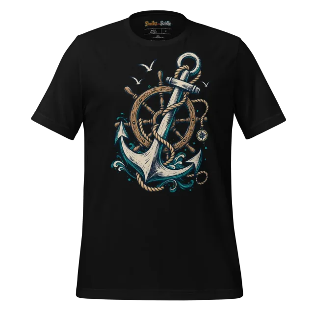 Anchor Wheel T Shirt with Navigational Doodle alternate view