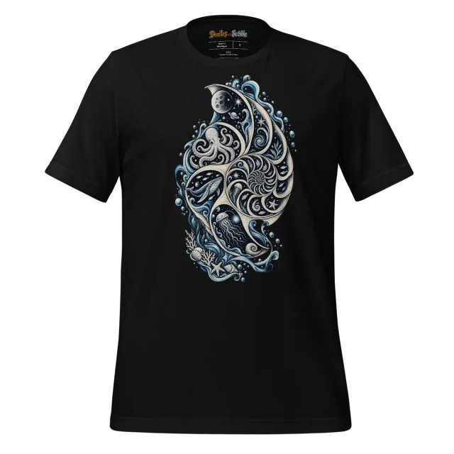 Abyssal Whirl T Shirt with Cosmic Ink Art alternate view