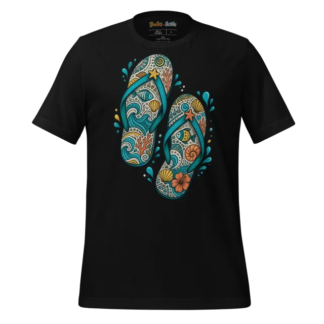 Flip Flops Doodle T Shirt with Intricate Summer Artwork alternate view