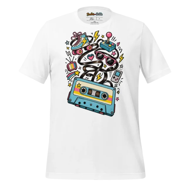 Retro Pop Culture T Shirt with Eclectic Doodle Mashup