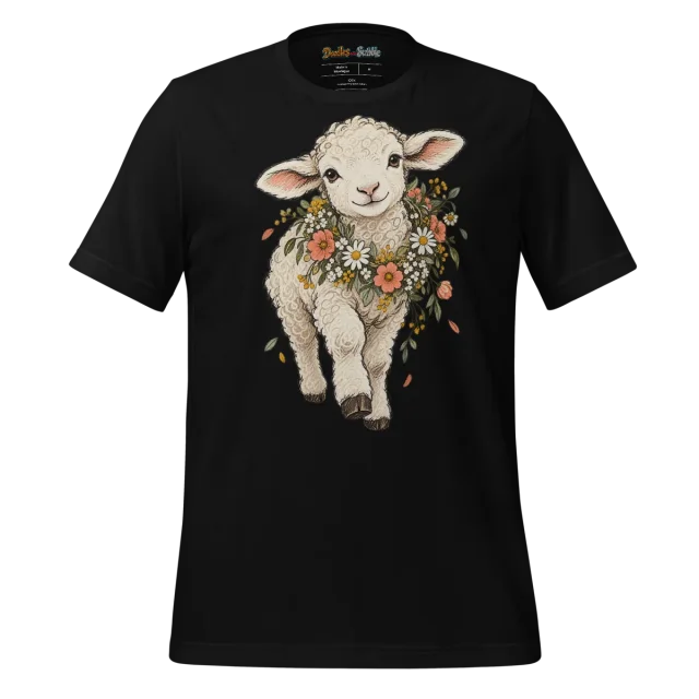 Floral Lamb Wreath T Shirt with Serenity Art alternate view