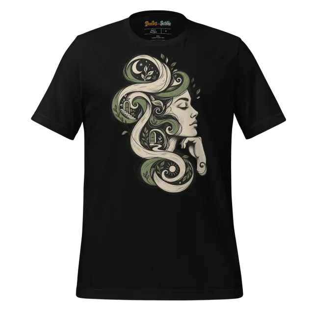Swirl Face T Shirt with Abstract Contemplation Art alternate view