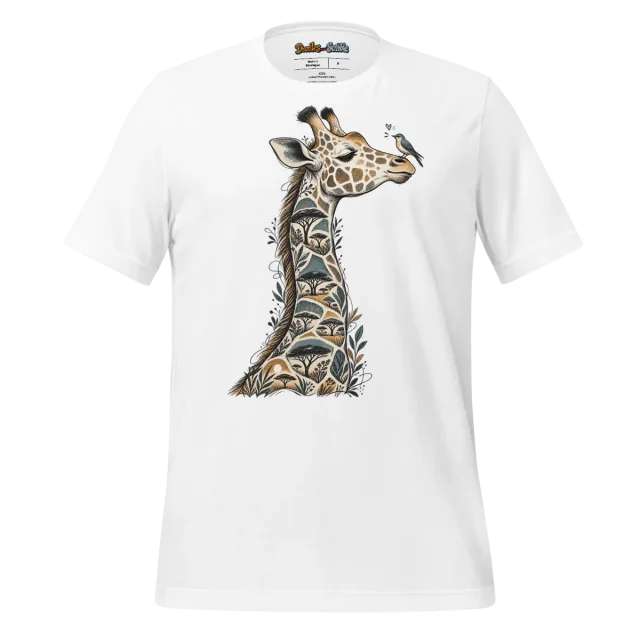 Intricate Giraffe T Shirt with Graceful Pattern Art