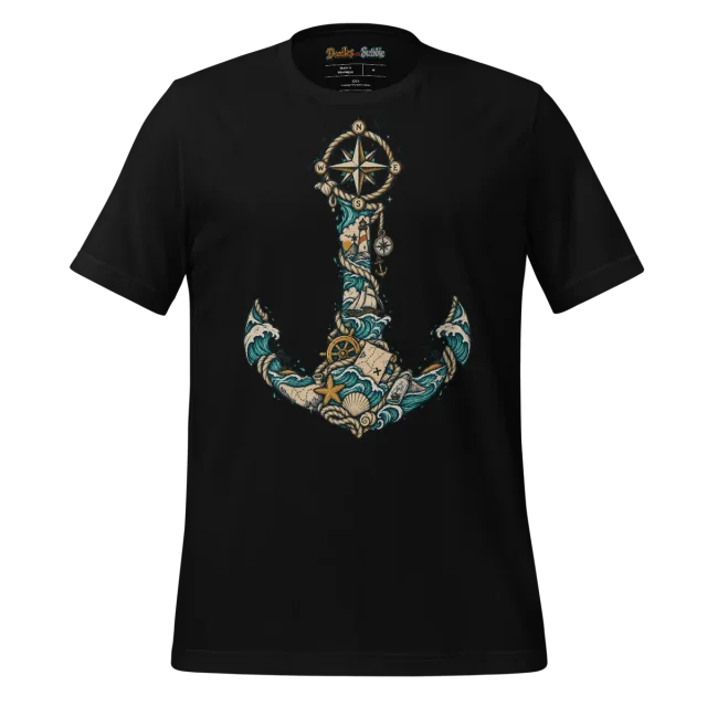 Compass Anchor T Shirt with Voyager Doodle alternate view