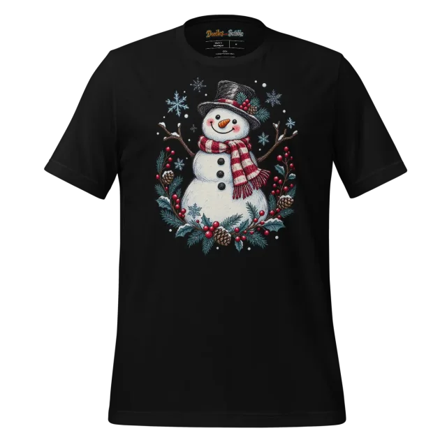 Festive Snowman T Shirt with Winter Wonderland Doodle alternate view