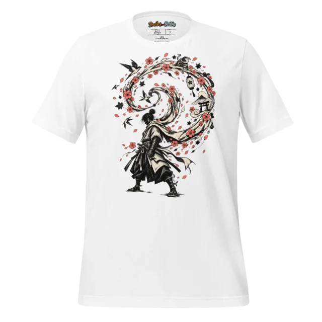 Samurai Blossom T Shirt Warrior Scribble